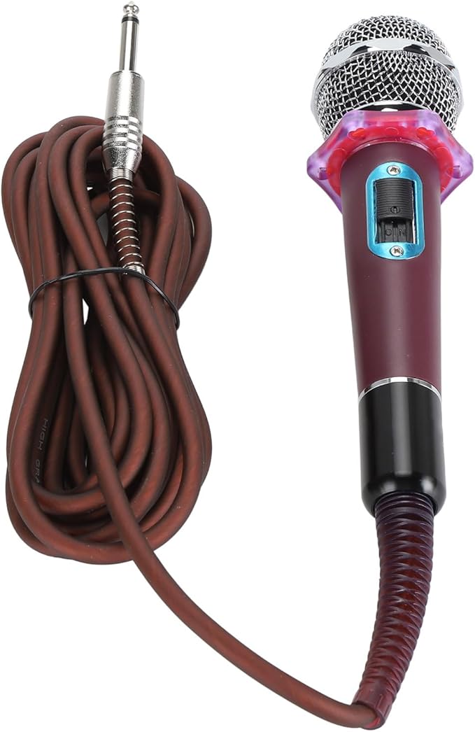 Dynamic Moving Coil Microphone Clear Sound Handheld Zinc Alloy Microphone Toughened Sound Head with Heart Shaped Pickup Design Metal Mesh Structure for Protection