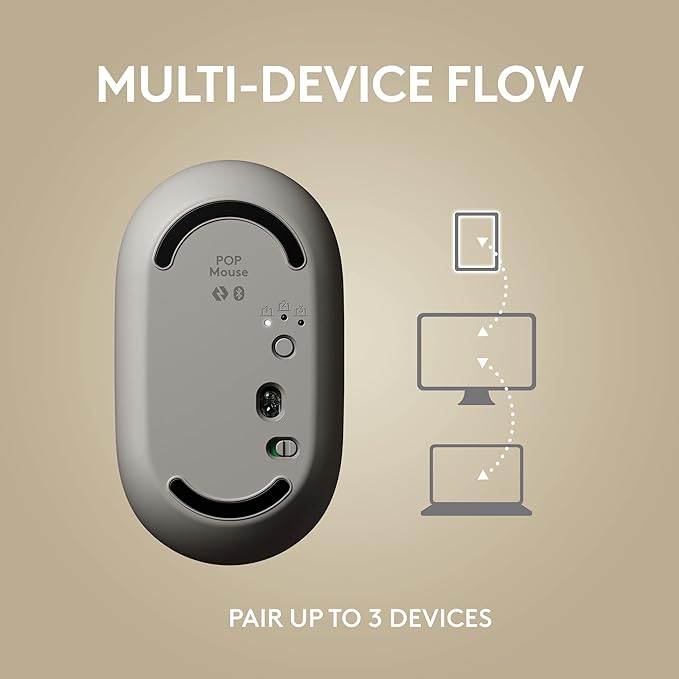 Logitech POP Mouse Wireless Mouse with Customizable Emojis SilentTouch Technology Precision/Speed Scroll Compact Design Bluetooth Multi-Device OS Compatible - Mist