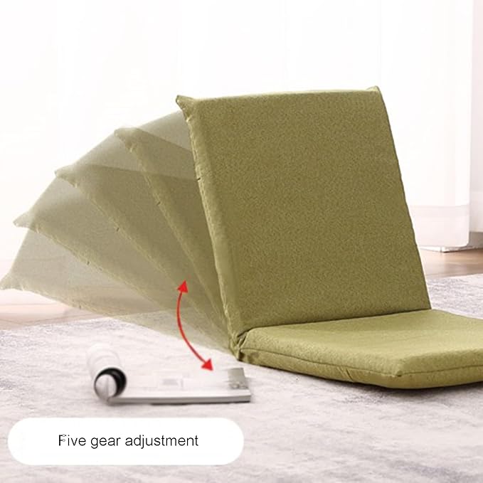 Floor Chair Gaming Floor Seat for Living Room Adjustable Backrest with Cotton Linen Cover for Balcony Reading Bedroom Study Room(Green)