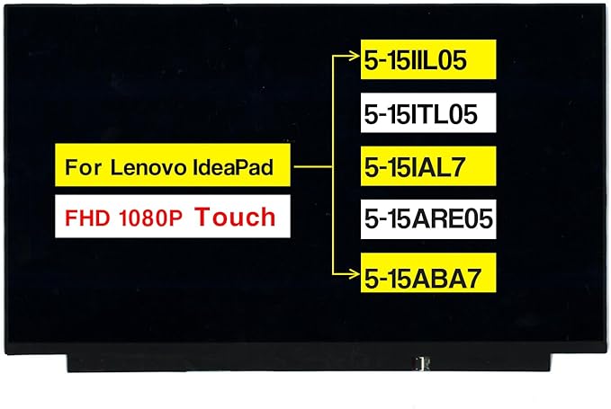 15.6 Replacement for Lenovo IdeaPad 5-15IIL05 5-15ITL05 5-15IAL7 5-15ARE05 5-15ABA7 82SG 81YQ 81YK 82FG 82SF 5D11C74688 FHD 1920×1080 40 Pins Touch Screen LCD Display Panel (Not for Non-Touch)