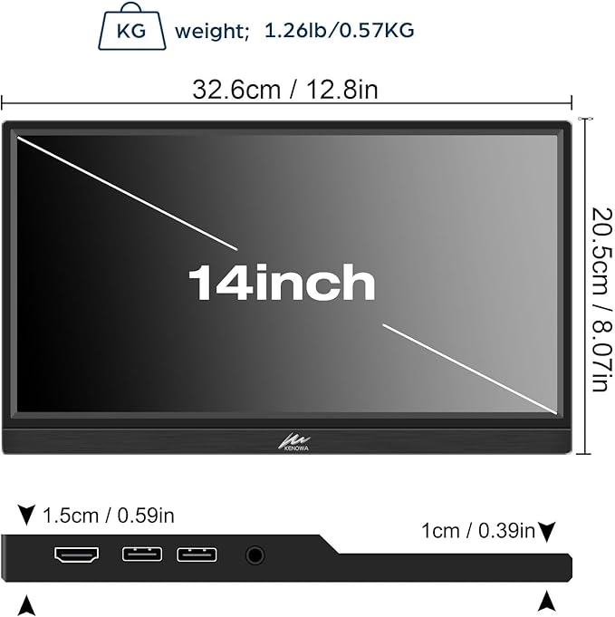 Kenowa Touchscreen Portable Monitor 14 Inch HDR 1080P IPS External Display with USB C HDMI and Speakers &amp Stands Travel Monitor Second Screen for Laptop Phone PC Mac Xbox PS4 Switch