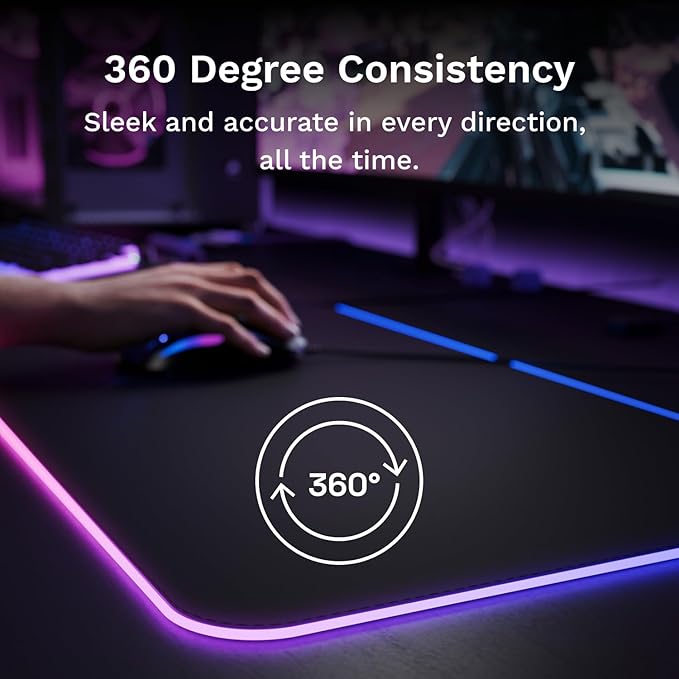 GLORIOUS Gaming Mouse Pad GMP 2 GLED - XL - 2-Zone RGB Lighting InfiniGlow RGB Stitchless Edge Premium Cloth Surface Grippy Rubber Base Optimised for Gaming - 18 x 14 x 0.1 - Large Desk Mat
