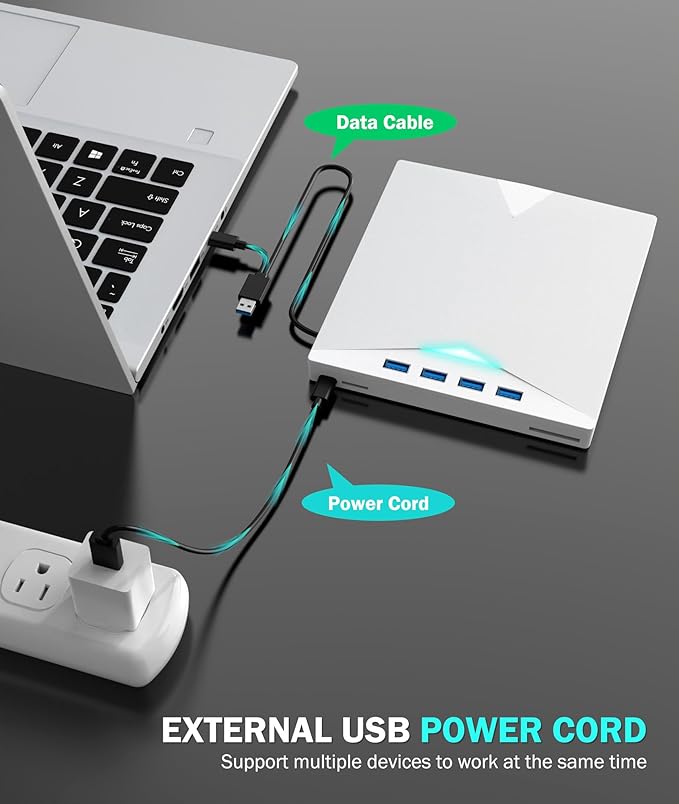 External CD/DVD Drive for Laptop PC8 IN 1 LED Portable DVD Drive CD Burner CD-ROM DVD-/+RW Writer Reader with TF/SD Card SlotsUSB 3.0 DVD Drive ExternalCompatible with MacWindows 11/10/8/7Linux