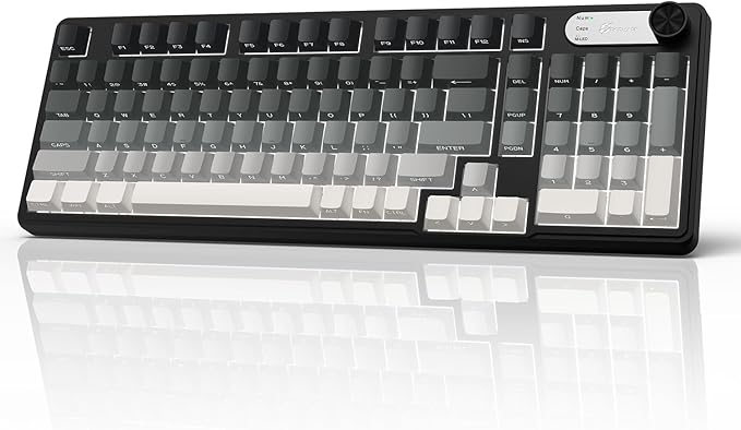 G98X Wireless Gaming Keyboard Tri-Mode 2.4GHz/USB-C/BT5.0 Silent Gaming Keyboard with Number Pad &amp Knob RGB Backlit Side Printed PBT Keycaps Computer Keyboards for PC Mac Laptop Gamer