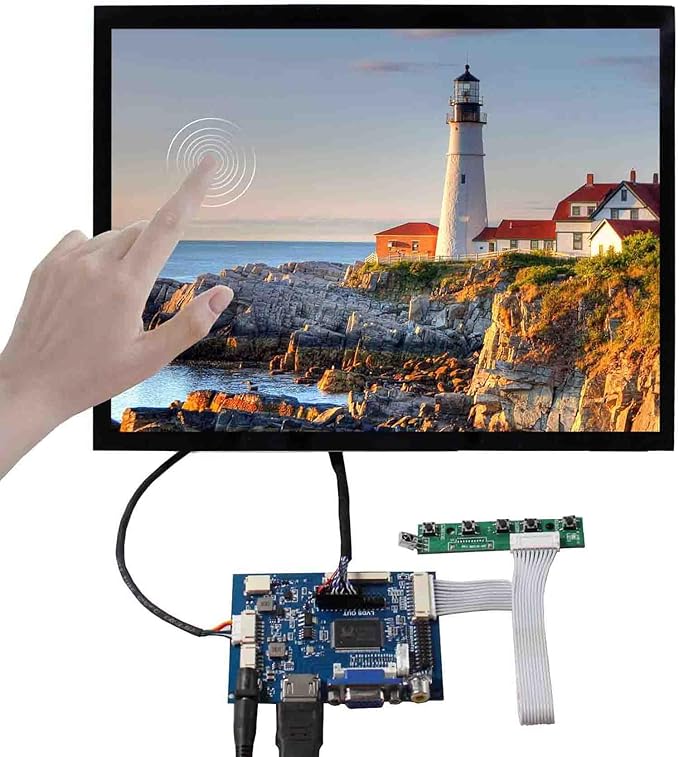 VSDISPLAY 12.1 Inch LCD Screen 1024x768 with Capacitive Touch Panel Supports/VGA/AV Video Input4:3 Aspect Ratio Display fit for Industrial Extend Monitor