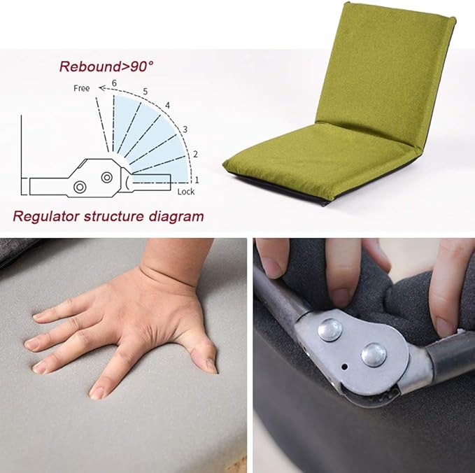 Floor Chair Floor ChairFolding Meditation Chair Adjustable Backrest Padded Gaming Chair Floor Seating with Removable Washable Cover for Bedroom Balcony Colour (Color : Brown) Grey