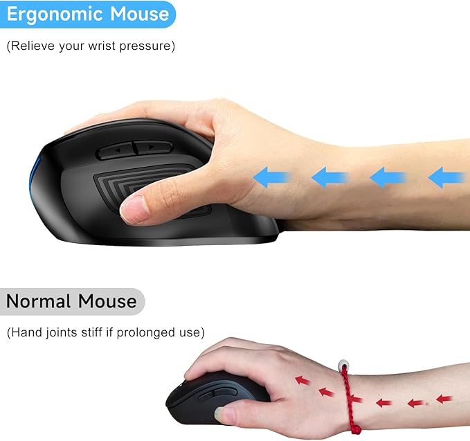 memzuoix 2.4G Wireless Mouse Cordless Computer Mice Wireless Mouse for Laptop Desktop PC MacBook- 2 Pack (LED Rechargeable Wireless Mouse+Blue Ergonomic Wireless Mouse)
