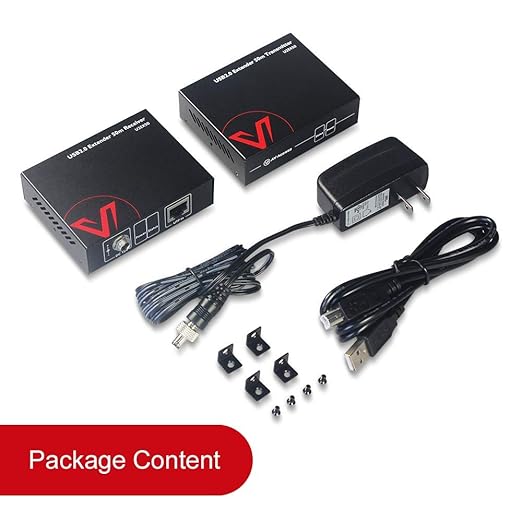 AV Access USB Extender Over Cat5e/6 196ft/60M 4 USB 2.0 Ports Plug and Play No Driver Supports All Operating System Two Webcams Work Synchronously Keyboard and Mouse Over Ethernet