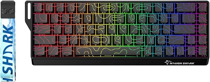 GK GAMAKAY x NaughShark NS68 Hall Effect Rapid Trigger Wireless Gaming Keyboard Bluetooth/USB-C/2.4GHz 8KHz Polling Rate 0.01mm RTOutemu Peach Crystal Magnetic Switch Keyboard (Black-Side Printed)