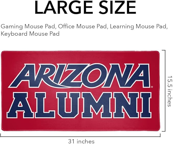 University of Arizona Alumn Large Gaming Mouse Pad Desk Mat with Stitched Edges Non-Slip Base for Gamer Home and Office 31.5 x 15.7