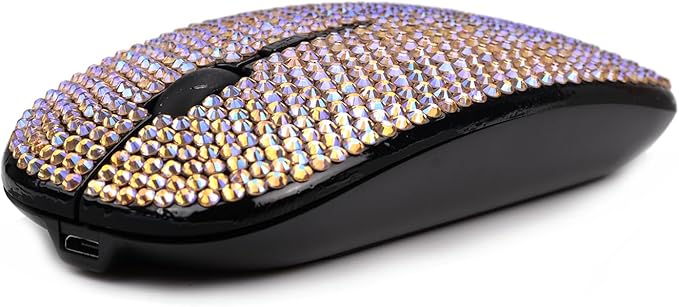 Bling Wireless Mouse for Girls Pink Rhinestone Coverd Computer Mouse with USB Receiver Sparkly Cute Flat Mice for Laptop PC Notebook MacBook Gifts - Gradient Rose Red