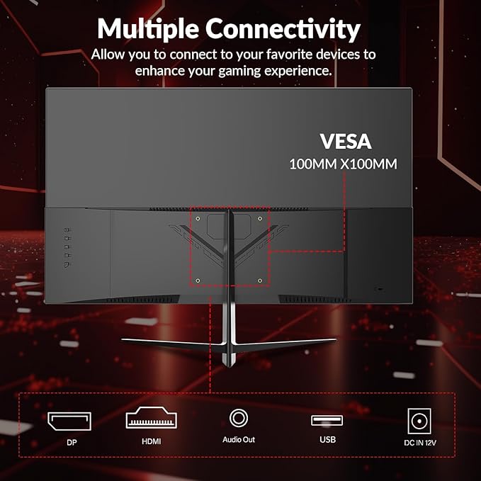 ZZA Curved Monitor 27 Inch with 2K 2560 x 1440 75hzComputer Monitor 27 inch QHD with HDMIDP and Wall MountableTilt Adjustability PC 1440p 1650R Monitor for WorkingGaming