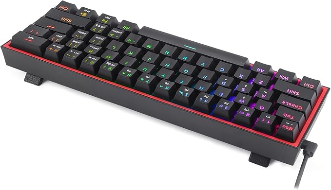 Redragon K617 Fizz 60% Wired RGB Gaming Keyboard 61 Keys Hot-Swap Compact Mechanical Keyboard w/ 16.8M RGB Backlight Red Inner Design Programmable Linear Red Switch Pro Software