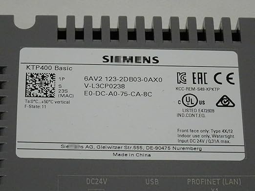 6AV2123-2DB03-0AX0 KTP 400 Series Touch Screen HMI 4.3 Inch 6AV2 123-2DB03-0AX0 Sealed in Box 1 Year Warranty