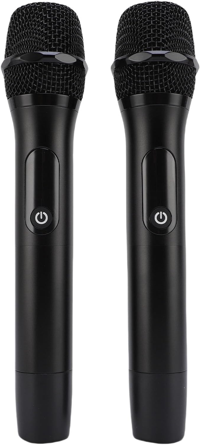 Dynamic Mic for Singing System with DSP Frequency Locking 96dB Signal to Noise Ratio and Dual Cordless Mics for Sound Cards/Mixers for Karaoke