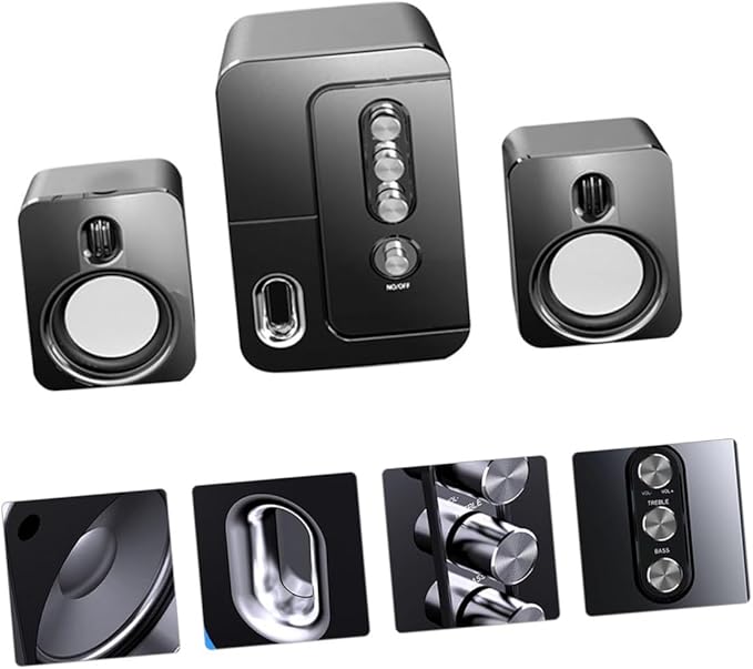USB Laptop Desktop Speaker 3D Surround Sound Compact Computer Speaker with Bass Subwoofer Black for Home Office Use
