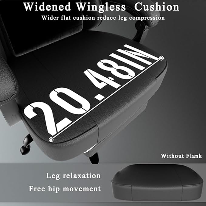 Gaming Chair Ergonomic Office Chair with Linkage Armrests High Back Computer Desk Chair with Retractable Footrest &amp Adjustable Headrest 350 lbs Capacity (Black)
