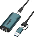 USB-C to Ethernet Adapter - 5Gbps High-SpeedUSB-A to RJ45 5000Mbps Ethernet LAN Network Adapter Thunderbolt 4/3 Compatible for iPhone 15 Pro/Max MacBook Pro/Air 2023 iPad ProiMac and More（5G