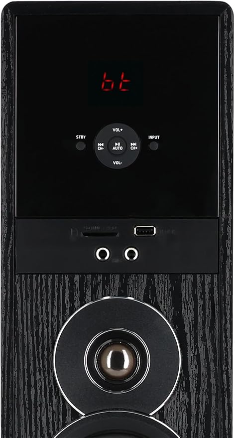 Rockville TM80B Powered Home Theater Tower Speaker System Black 800W 8 Subwoofers Bluetooth USB/SD Playback FM Radio Remote Control Karaoke Ready Perfect for Home Entertainment