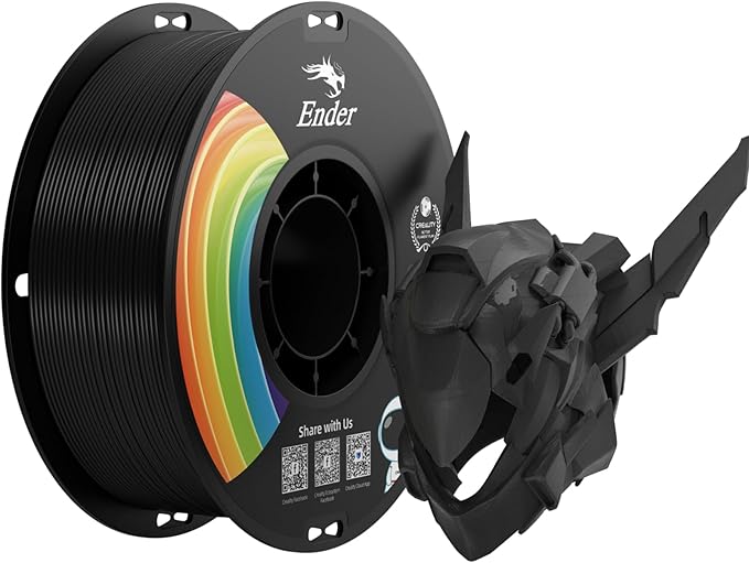 Creality Black PLA+ Filament 1.75mm 3D Printer Filament Strong Toughness No-Tangling Vacuum Packaging 3D Printing Filament Fit Most 3D Printers 1kg Spool Accuracy +/- 0.02mm Black
