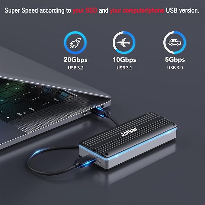 External SSD Enclosure USB-C 3.2 for 12+16 Pin MacBook SSD Hard Drive Reader for A1466 A1465 A1502 A1398 SSDs Mac Air/Pro mid 2013-2017 Portable Aluminum SSDs Case with Indicator
