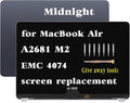 A2681 Screen Replacement for MacBook Air M2 A2681 2022 13.6 inch EMC 4074 MLXW3 MLXX3 MLXY3 MLY03 MLY13 MLY23 MLY33 MLY43 Full LED LCD Screen Display Assembly (Midnight)
