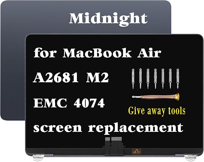 A2681 Screen Replacement for MacBook Air M2 A2681 2022 13.6 inch EMC 4074 MLXW3 MLXX3 MLXY3 MLY03 MLY13 MLY23 MLY33 MLY43 Full LED LCD Screen Display Assembly (Midnight)