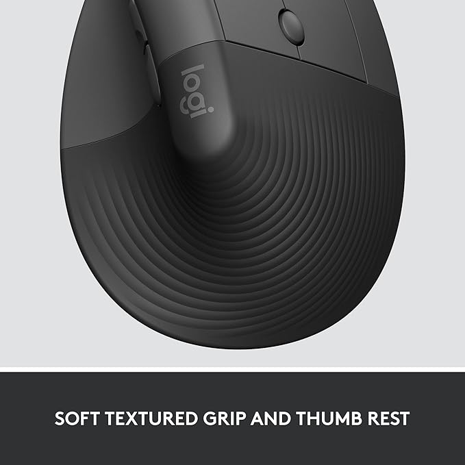 Logitech Lift for Business Vertical Ergonomic Mouse Wireless Bluetooth or Secured Logi Bolt USB Quiet clicks Globally Certified Windows/Mac/Chrome/Linux - Graphite