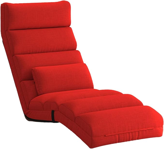 Floor Seating Adjustable Head Waist and Legs Foldable Floor Lazy Sofa with Pillow No Need to Assemble Gaming Chair Floor for Home Office Reading(Red)