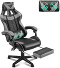 Soontrans Grey Gaming Chairs with FootrestErgonomic Computer Game Chair Gamer Chair with Lumbar Pillow and Adjustable Headrest (Galaxy Grey)