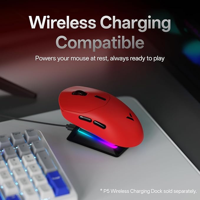 Rapoo VT2 Wireless Gaming Mouse True 8K Wireless Polling Rate 53g Lightweight Up to 750 Hr Battery Nordic nRF54L15 MCU 100-Million Mechanical Switch 10 Programmable Buttons Macro Enabled