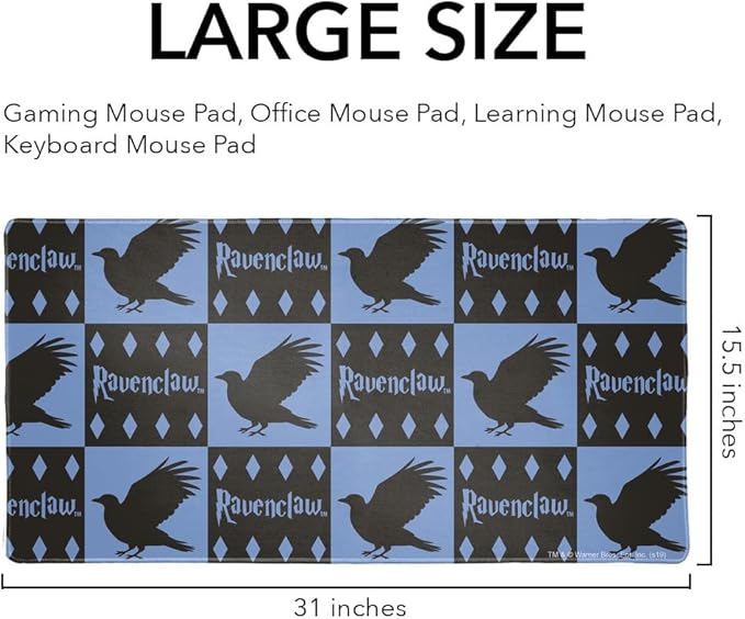 Harry Potter Ravenclaw Pattern Large Gaming Mouse Pad Desk Mat with Stitched Edges Non-Slip Base for Gamer Home and Office 31.5 x 15.7