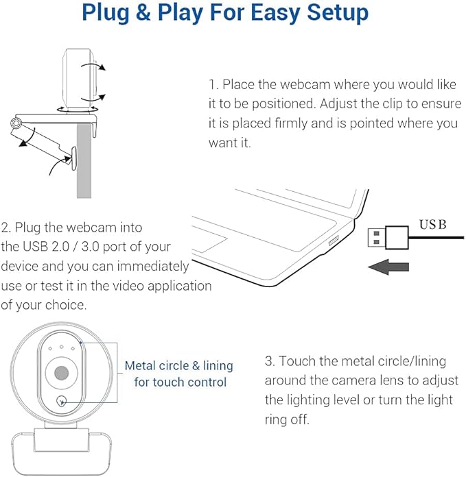 NexiGo N680E 1080P Webcam with Ring Light Privacy Cover and Dual Microphone Advanced Auto-Focus Adjustable Brightness Streaming Web Camera for Zoom Skype Facetime PC Mac Laptop Desktop
