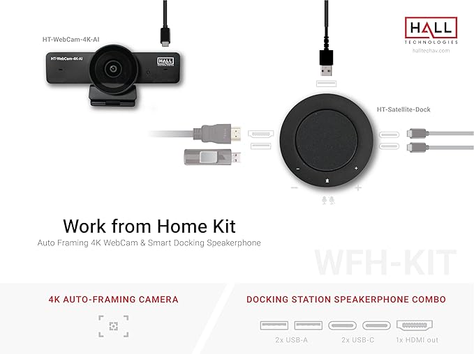 Hall Technologies HT-WFH-KIT (Work for Home Kit - 4K AI Enabled Auto Framing Camera and Smart Docking Speakerphone)