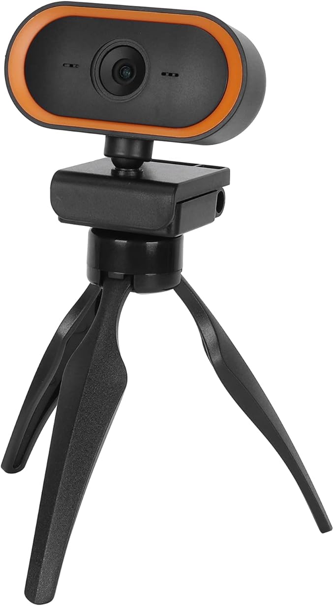 Computer Camera USB Web Camera High Resolution 2K Webcam for Live Video Conferencing (Orange)