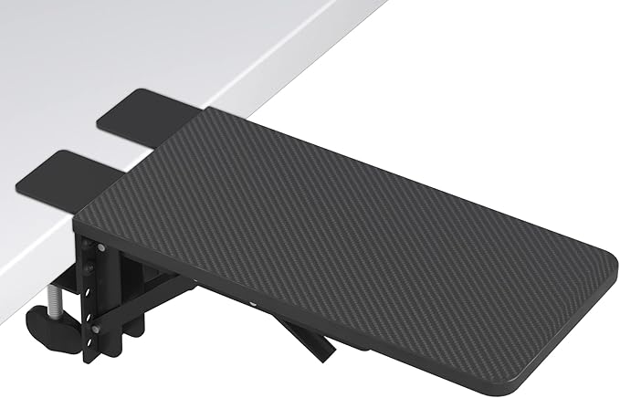 BONTEC Desk Extender Tray 11.8x5.9 Table Mount Arm Wrist Rest Shelf 90°Foldable Elbow Support Clamp on Computer Arm Rest for Desk Office &amp Home Use Durable &amp Easy to Install