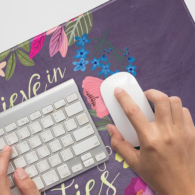 I Believe in Myself and My Abilities Positive Inspirational Message Large Gaming Mouse Pad Desk Mat with Stitched Edges Non-Slip Base