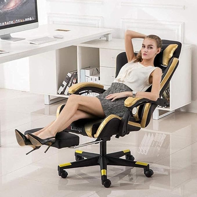 Chair Office Chair for HomeComfortable Lift Swivel Chair Office Chair E-Sports ChairHigh Back Gaming Chair Adjustable Office Chair with Footrest Computer Chair Kneeling ChairOrange (Color : Red)