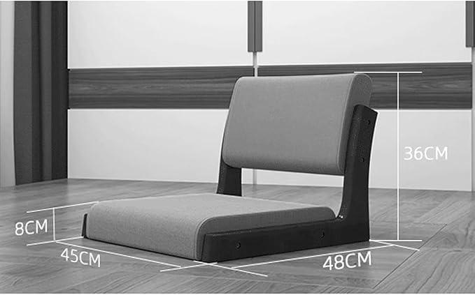 Aimeryup Entryway Legless Chair Floor Chair Wooden Fabric Cushion Back Support Lazy Shop Living Room 45X48X36CM(Size:45X48X36CMColor:A)