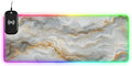 White Marble Gaming Mouse Pad Led Mousepads RGB Backlit with 14 Lighting Modes Non Slip Base Soft Computer Keyboard Mat for Gaming PC Laptop Desk M