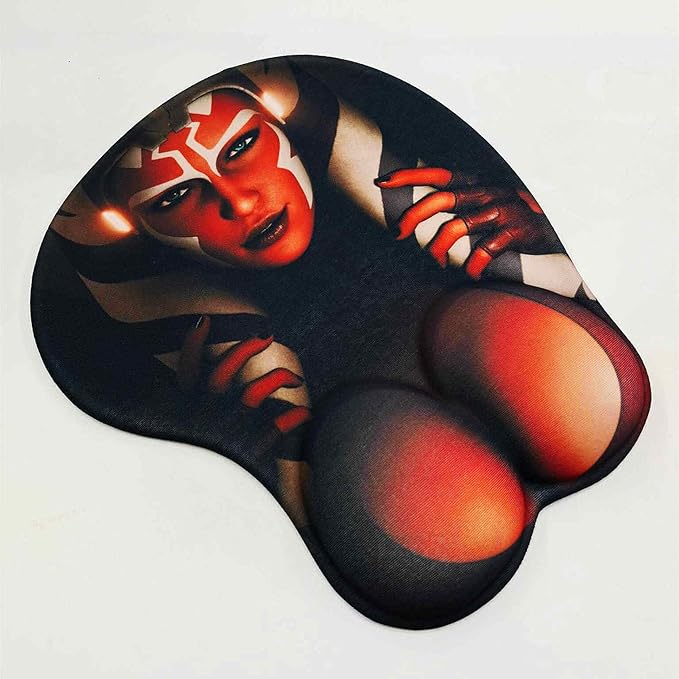 3D Mouse Pad Oppai Mousepad with Soft Gel Wrist Rest Anime Manga Gaming Boob pad Anti-Slip Mouse Mat （Tan）