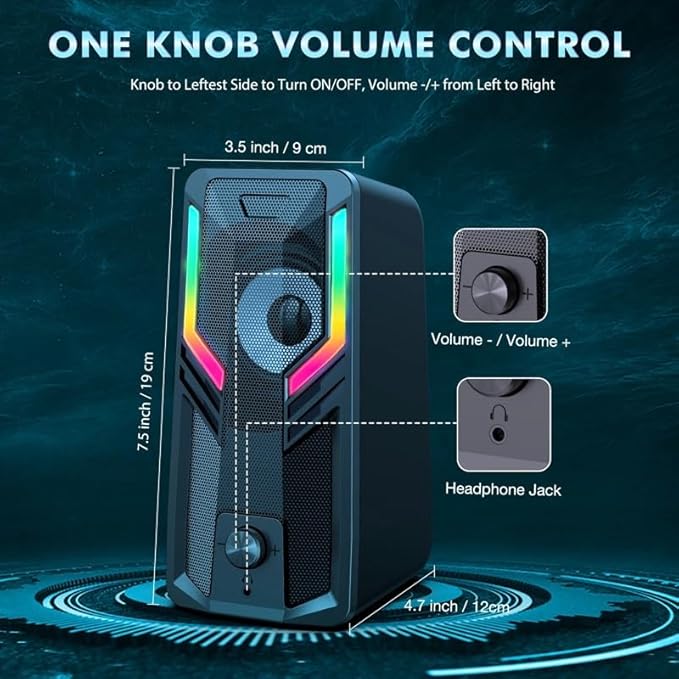 10W RGB Computer Speakers 3.5mm AUX Input High Power Bass Subwoofer PC Mobile Phone Amplifier