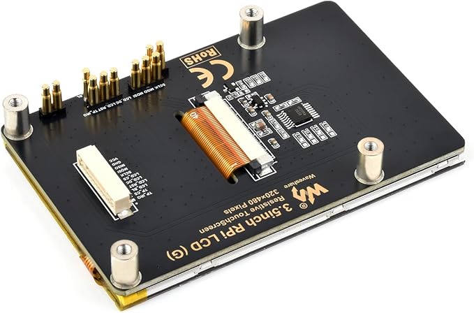 Waveshare 3.5inch Resistive Touch Display Compatible with Raspberry Pi 5/4B/3B Pi Pico IPS Panel 320×480 Immersion Gold Process 262K Color