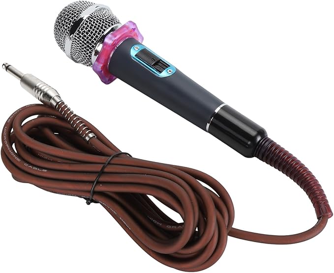 Dynamic Moving Coil Microphone Clear Sound Handheld Zinc Alloy Microphone Toughened Sound Head with Heart Shaped Pickup Design Metal Mesh Structure for Protection