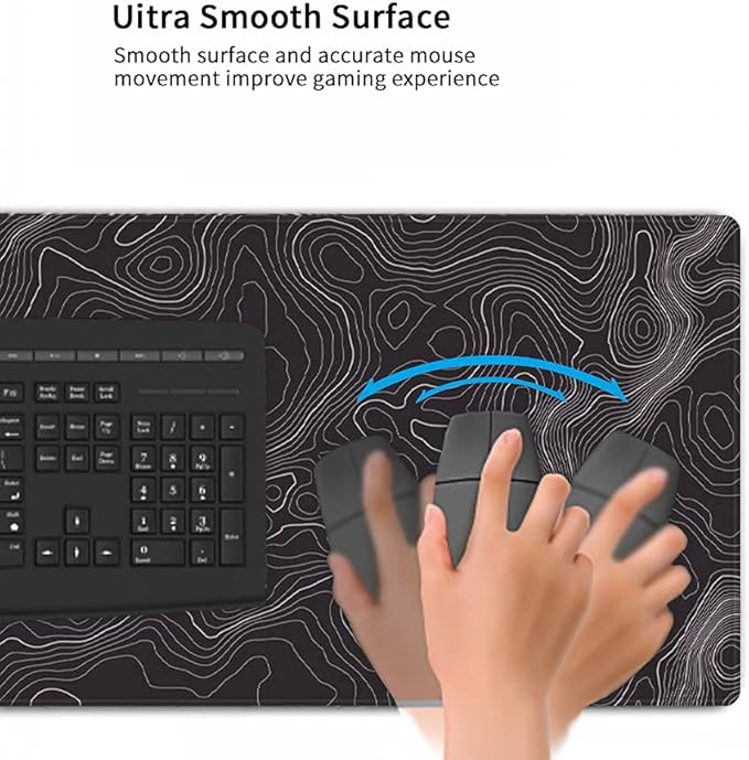 keepcute Topographic Desk Mat Non-Slip Gaming Mouse Pad 35.4 x 15.7 in