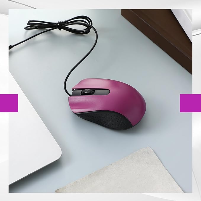 Bonuci 30 Pack USB Wired Mouse 3 Button Corded Computer Mice Bulk USB Mouse for PC Desktop Laptop Office School Classroom Use(Purple)