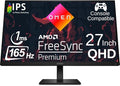 HP OMEN 27q 27 inch QHD Gaming Monitor 165Hz IPS 1ms AMD Freesync Premium Console Compatible DisplayPort Dual HDMI VESA Mountable for Laptop Computer PS5 Xbox Desk Setup Black (Renewed)