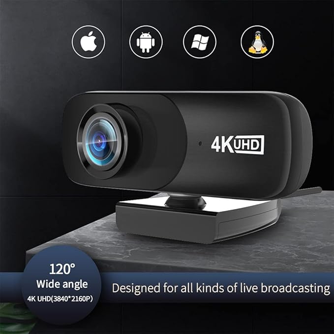 4K 3840 * 2160 Webcam Web Cam Camera with Microphone for Computer Live Broadcast Video Calling Conference