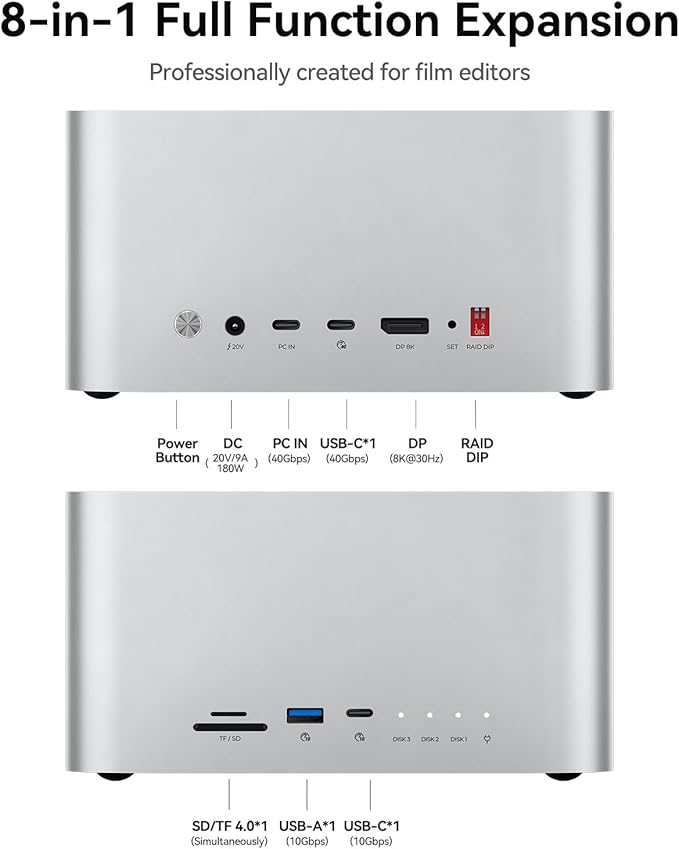 ORICO DataMatrix Mini 18TB Externsion Storage 2TB SSD with 16TB External Hard Drive 10Gbps USB-C&ampUSB A Docking Station Compatible with Thunderbolt 3/4/5 SD/TF/CF Card Reader for MacBook