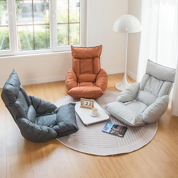 Indoor Chaise Floor Chair Sleeper Chair Floor Bed Meditation Chair with Back AdjustableVideo Gaming Chair for Kids &amp AdultsPortable Couch Recliner for Small Room ( Color : Off-white  Size : Upg